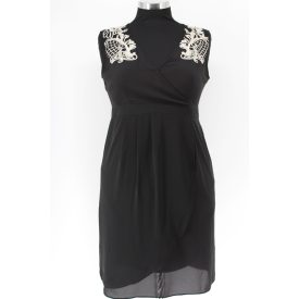   MEXX OLDALT CIPZÁROS, VÁLLON ÉS HÁTON CSIPKE DÍSZÍTÉSŰ RUHA L