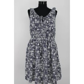 VIRÁGMINTÁS, DERÉKNÁL GUMÍROZOTT RUHA M