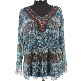   MINTÁS, ÁTTETSZŐ FELSŐ FLITTER ÉS GYÖNGY DÍSZÍTÉSSEL XXXL