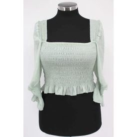 SHEIN GUMÍROZOTT 3/4 UJJÚ BLÚZ L